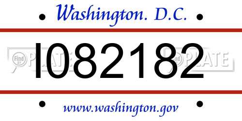 I082182 District Of Columbia License Plate