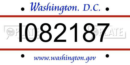 I082187 District Of Columbia License Plate