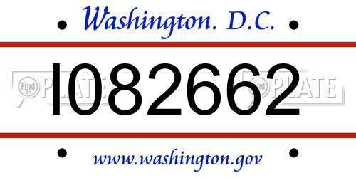 I082662 District Of Columbia License Plate