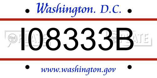 I08333B District Of Columbia License Plate