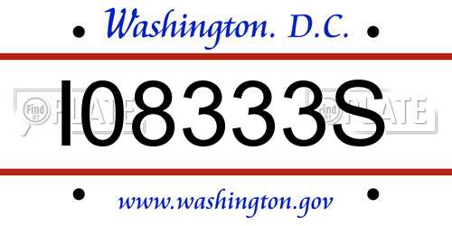 I08333S District Of Columbia License Plate