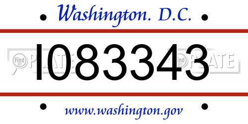 I083343 District Of Columbia License Plate