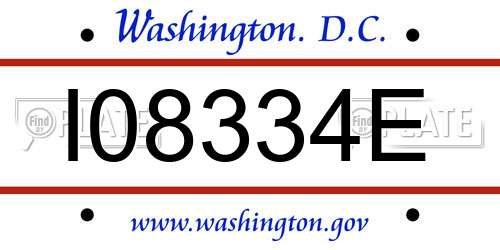 I08334E District Of Columbia License Plate