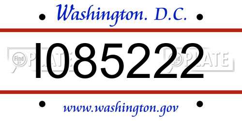 I085222 District Of Columbia License Plate