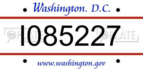 I085227 District Of Columbia License Plate