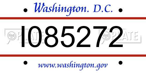 I085272 District Of Columbia License Plate
