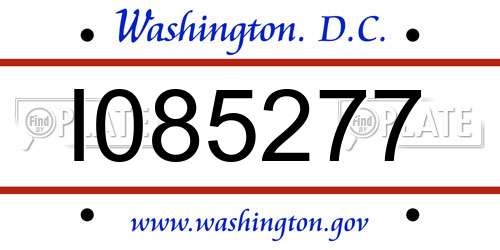 I085277 District Of Columbia License Plate