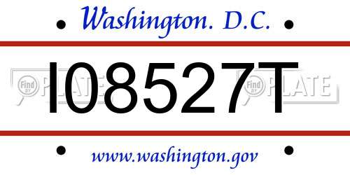 I08527T District Of Columbia License Plate