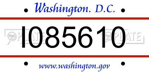 I085610 District Of Columbia License Plate