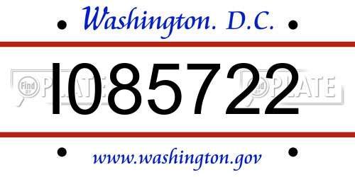 I085722 District Of Columbia License Plate
