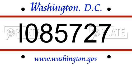 I085727 District Of Columbia License Plate