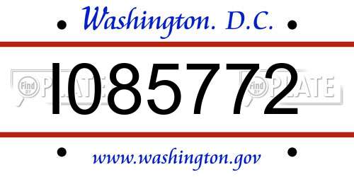 I085772 District Of Columbia License Plate