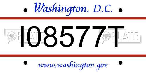 I08577T District Of Columbia License Plate