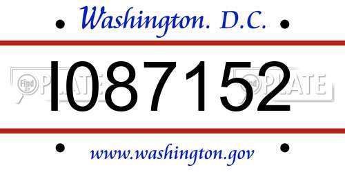 I087152 District Of Columbia License Plate