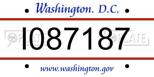 I087187 District Of Columbia License Plate