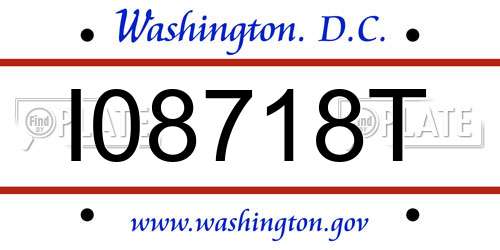 I08718T District Of Columbia License Plate