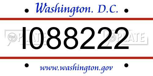 I088222 District Of Columbia License Plate