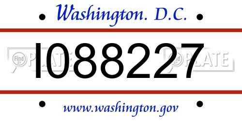 I088227 District Of Columbia License Plate