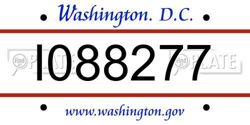 I088277 District Of Columbia License Plate