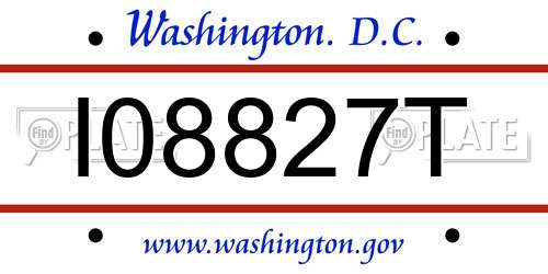 I08827T District Of Columbia License Plate