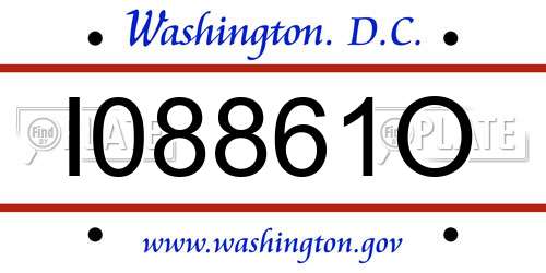 I08861O District Of Columbia License Plate