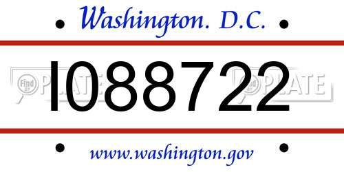 I088722 District Of Columbia License Plate
