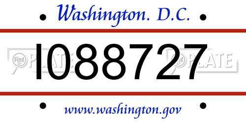 I088727 District Of Columbia License Plate