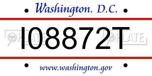 I08872T District Of Columbia License Plate