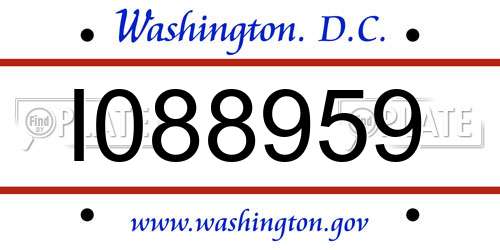 I088959 District Of Columbia License Plate