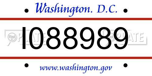I088989 District Of Columbia License Plate