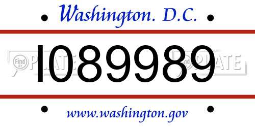 I089989 District Of Columbia License Plate