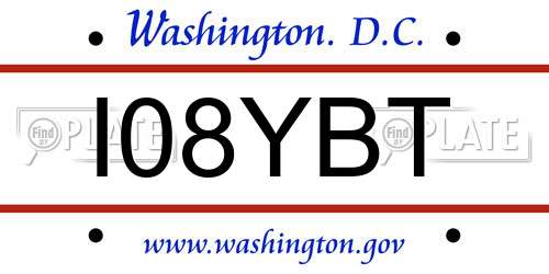 I08YBT District Of Columbia License Plate