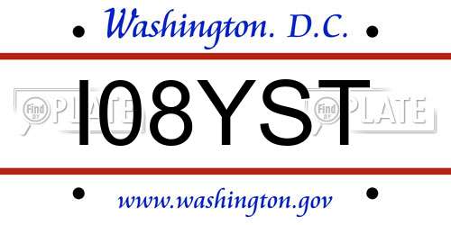 I08YST District Of Columbia License Plate