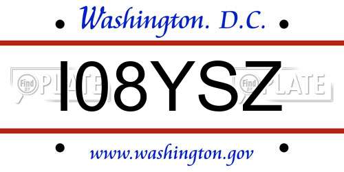 I08YSZ District Of Columbia License Plate