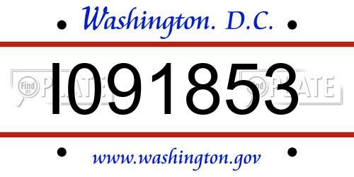 I091853 District Of Columbia License Plate