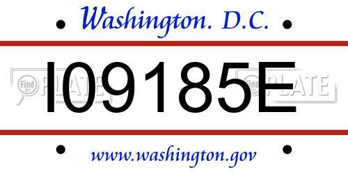 I09185E District Of Columbia License Plate