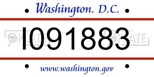 I091883 District Of Columbia License Plate