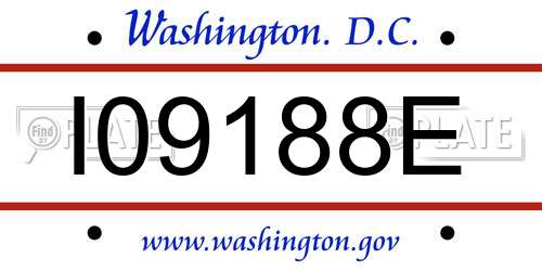 I09188E District Of Columbia License Plate