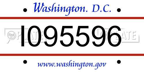 I095596 District Of Columbia License Plate