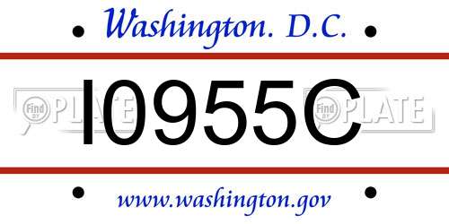 I0955C District Of Columbia License Plate