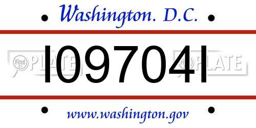 I09704I District Of Columbia License Plate