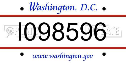 I098596 District Of Columbia License Plate