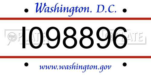 I098896 District Of Columbia License Plate
