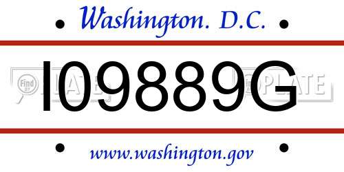I09889G District Of Columbia License Plate