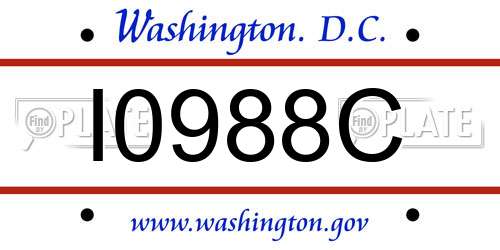 I0988C District Of Columbia License Plate