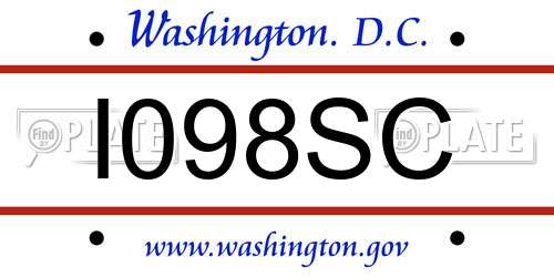 I098SC District Of Columbia License Plate