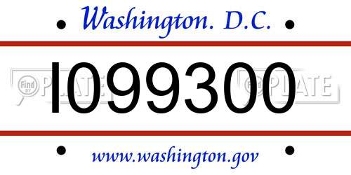 I099300 District Of Columbia License Plate