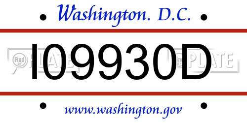 I09930D District Of Columbia License Plate