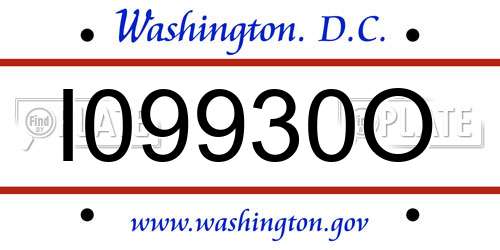 I09930O District Of Columbia License Plate