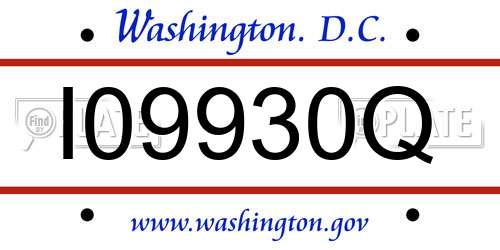 I09930Q District Of Columbia License Plate